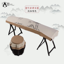 京炫（JINGXUAN)手绘古筝盖布防尘布古筝防尘罩中国风 典雅古筝罩防尘套简约 卡其色竹岩若谷(不带凳罩)