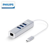飞利浦（PHILIPS） type-c转usb3.0分线器 usb-c转百兆网卡RJ45转换器 SWR1603B【USB3.0*3、百兆网口】
