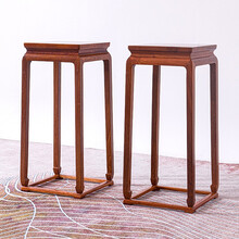 宗木府红木家具缅甸花梨（学名：大果紫檀）花架实木中式仿古简约客厅室内木制展示架盆景架花瓶架 一对