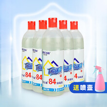 现货 84消毒液500ml含氯消毒液家用衣瓶家用衣物漂白宠物宾馆餐具瓜果蔬菜 5瓶装带一个喷壶