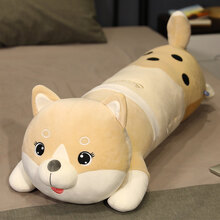 趴趴狗公仔毛绒玩具大号长条哈士奇女孩礼物布娃娃玩偶布偶女生睡觉抱枕520送女友生日礼物 浅棕色 55厘米