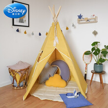 迪士尼（Disney） 儿童小帐篷游戏屋北欧室内男孩宝宝玩具屋印第安女孩家用公主房子六一生日礼物 蜜蜡黄(不含垫子) 送星灯+云朵+抱枕