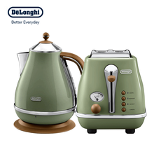 德龙Delonghi电水壶热水壶烧水壶多士炉烤面包机两件套 橄榄绿