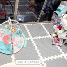 加厚泡沫地垫儿童爬行垫卧室爬爬垫拼接地垫家用拼图地板垫子 灰色【白美缝条】 【4片装】60*1.2cm(无甲醛)