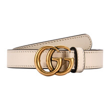GUCCI 古驰 GUCCI腰带 米白色牛皮双G扣头板扣女士皮带腰带 409417 AP00T 9022 75