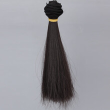 新品BJD陶瓷娃娃假发SD刘海高温丝可儿ob棉花娃多色加厚发排假毛材料 4A黑棕 横长1米竖长5厘米刘海