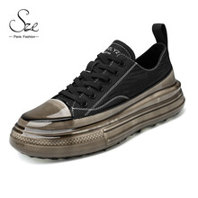 Sze法国奢侈品 超纤/布 男士时尚手工淋胶超轻厚底休闲鞋运动鞋 601M100 黑色 38