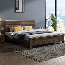 曲茵 床实木床双人床乌金木中式床现代简约主卧储物婚床 单床 1.8*2米框架款