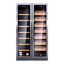 隐逸名望（EREMITE）EM860超薄双门家用对开门红酒柜恒温酒柜冰吧冷饮茶叶柜红酒雪茄一体柜 双系统/不锈钢门/酒柜+雪茄柜