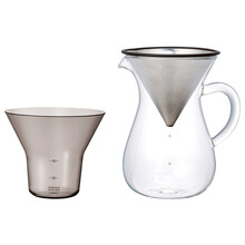 手冲咖啡一体壶玻璃锥形不锈钢滤网树脂一体分享壶套装 金属滤杯分享壶300ml