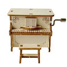 学生木质乐器系列diy小制作八音盒钢琴吉他科学创意实验手工材料 手摇钢琴