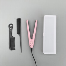 迷你小夹板卷直两用卷发棒陶瓷电小夹板直板夹内扣空气刘海夹板熨板乾越直发器 可爱粉（升级版) 收纳盒+梳子2把