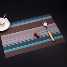 隔热垫餐桌垫西餐垫北欧防烫垫碗垫子PVC隔热防水餐盘垫家用杯垫 【4片装】条纹蓝色45*30cm/