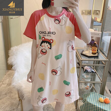 棉短袖哺乳期睡裙春夏季薄款产妇月子服产后春秋孕妇睡衣连衣裙Q香宜惠 601哺乳裙丸子 XXXL(建议160-180斤)