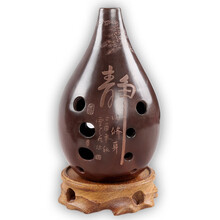 满口埙十孔10孔陶埙古埙土梁吐良埙书法刻字乐器E F G调追乐熏勋 满口埙降E调 左起 素色静字