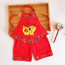 楷臣℘‼新品宝宝肚兜夏季纯棉肚兜婴儿儿童装五毒红色新生儿肚围薄款四季通用 金猪佑福肚兜套棉绸版 90建议2-4岁