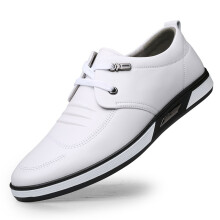 老人头 （Laorentou）男鞋小白鞋牛皮休闲鞋商务休闲鞋子系带单鞋106101 白色 42