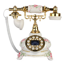 金顺迪 JSD002/皇冠 仿古电话机 欧式复古家用办公插移动联通电信卡客厅卧室座机 金白色按键款(插4G全网通手机卡)