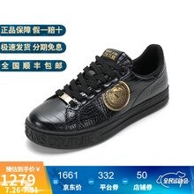 范思哲 VERSACE JEANS COUTURE 男士休闲运动鞋板鞋 E0YWASK1 71965 899 黑色金色LOGO图案 42