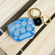 卡通打地鼠小号掌上地鼠敲打游戏机俄罗斯套圈圈玩具 蓝透明地鼠1个+配饰