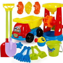 儿童沙滩玩具套装彩石沙铲子挖沙漏玩具车宝宝洗澡戏水决明子玩具沙池充气池宝宝室内儿童家用游泳池 3大件玩具套装【选配】