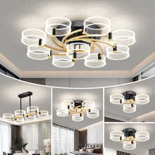 vvs美学灯灯饰北欧轻奢全屋灯具套餐家用led吸顶灯个性创意客厅灯大气卧室灯餐厅灯 三室两厅三色变光 包安装到手价4488
