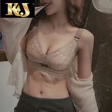 法国KJ性感内衣女聚拢薄款大胸显小收副乳调整型防下垂无钢圈文胸套装夏天穿的 淡雅肤套装【专柜款】 38/85B
