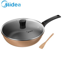 美的（Midea） 不粘锅 炒锅30cm炒菜锅无烟锅具 电磁炉燃气煤气灶明火通用 附竹铲 30T2 30CM【加大加厚款】
