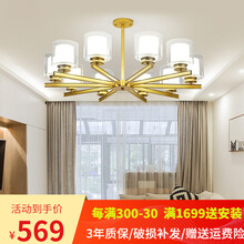 洛希 吊灯led客厅灯灯具套餐北欧轻奢灯具餐厅灯现代简约餐厅全屋灯具 金色-10头-赠送全套三色光源