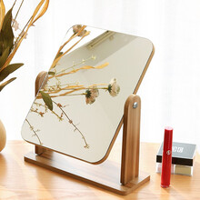 千屿木质折叠台式化妆镜子梳妆高清宿舍桌面可立便携简约学生