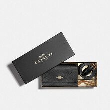 COACH 蔻驰 奢侈品 女士礼盒装小号腰包链条包手拿包单肩斜挎两用包黑色皮革配皮 F87762 IMBLK