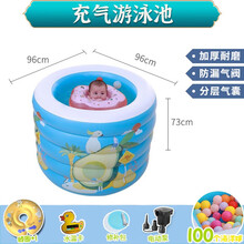 儿童游泳池 充气婴儿家用洗澡桶家庭加厚超大号充气戏水池海洋球池宝宝泡澡桶 96*96*73CM【五层标准套餐】