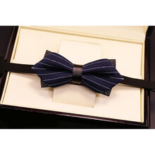 宠物猫狗英伦风复古绅士领结铃铛蝴蝶结项圈猫狗狗饰品 藏蓝条纹【无铃铛】 M号