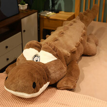 鳄鱼毛绒玩具超大号长条枕公仔可爱玩偶大号睡觉长条抱枕巨型娃娃床上女生生日七夕节礼物送女友女男朋友闺蜜 棕色 约1.5米(送玫瑰花)