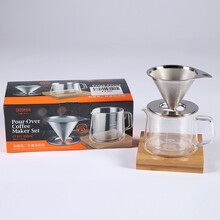 仙德曼SADOMAIN 咖啡壶 手冲咖啡器具 滴漏式过滤杯免滤纸 304滤网套装 家用公道杯 二杯滤泡壶组-350ML