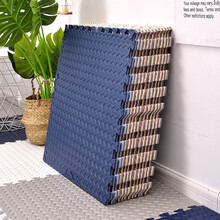 厂家直送 明德儿童泡沫地垫拼图爬行垫宝宝婴儿爬爬垫加厚防树叶纹60x60 藏青色 60×1.2cm配边条/9片