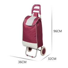 豫北便携超市老年人手推可坐超市推车买菜车可折叠购物车拉杆车 5877(1)酒红