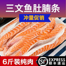 三文鱼肚腩条500g鱼油中段腹肉无刺无骨肥瘦相间三文鱼纯肉 丽鲜玫 6斤