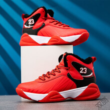 儿童篮球鞋男小童男童篮球鞋2021新款春秋防滑耐磨小学生科比中大童儿童运动鞋冬季 红色 899棉鞋收藏优先发货 31