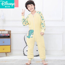 迪士尼（Disney）大童睡袋防踢被8-18岁 分腿宝宝秋冬加厚男童女童儿童中连体睡衣冬季厚款 3602黄色-薄棉 120cm(建议110-120cm，38-46斤)
