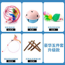 猫玩具自嗨逗猫棒激光笔耐咬羽毛神器猫抓板小猫猫薄荷鱼猫咪用品 逗猫棒五件套豪华款