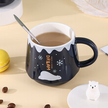 贝瑟斯 陶瓷杯子女北极熊马克杯男 办公室喝茶杯蓝色320ml
