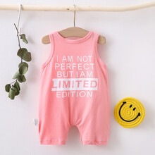 婴儿衣服夏季薄款新生儿包屁衣无袖三角哈衣宝宝棉质连体衣夏 潮萌无袖哈衣-粉色 90cm