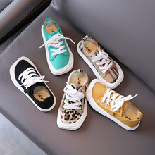 趣优猪儿童帆布鞋2021年夏季新款方头女童鞋宝宝布鞋子男童板鞋潮 豹纹 26码/内长16.7cm