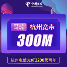 中国电信 杭州电信宽带办理安装新装续费本地浙江电信宽带办理包年套餐 300M宽带两年 【电信宽带套餐】（宽带+大流量卡）*新装