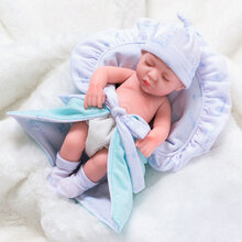 儿童毛绒玩具仿真娃娃全软胶会说话的洋娃娃布娃娃可爱女孩小玩偶早教女孩公主安抚玩具送女孩生日礼物 275-4闭眼 蓝抱被(男娃) 248声版