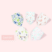 迪士尼宝宝口水巾 婴儿棉三角巾 儿童围巾围嘴双层围脖夏季薄款 5条装-女宝【纯棉A类无荧光剂】