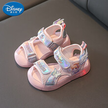 Disney/迪士尼童凉鞋女童凉鞋2021夏新款包头软底小童宝宝鞋0-6岁公主卡通中小童沙滩 粉红色 22码内长14.8cm