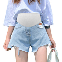 敏潮格伦孕妇裤子夏季薄款外穿时尚潮妈宽松牛仔短裤女小个子春夏装 蓝色 M