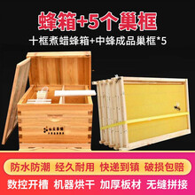 福美养蜂 蜜蜂蜂箱成品全套巢框全套餐中蜂十框箱标准煮蜡土蜂箱养蜂工具批发 蜂箱+5个中蜂巢框+反光膜